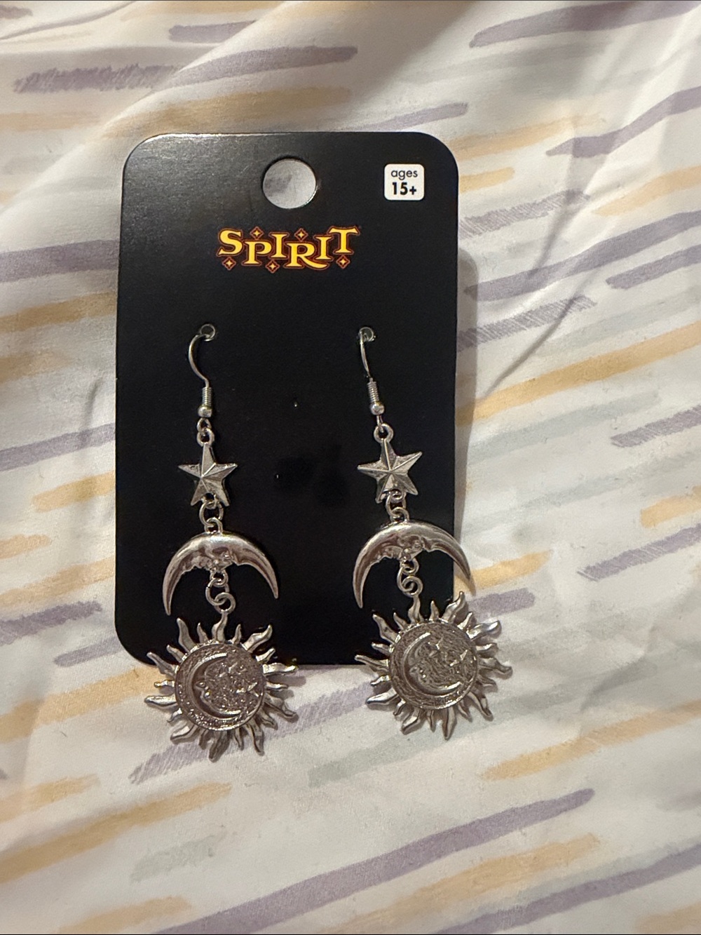 Spirit Silver Moon & Sun Dangle Earrings celestial whimsical lunar eclipse jewel